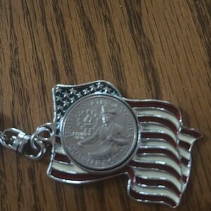 Lot of 4 Bicentennial Quarter on American Flag Key Chains